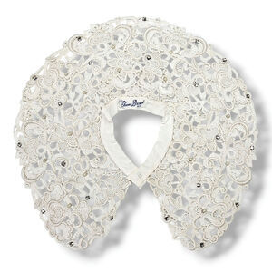 Teena Brown Lace Collar Detachable Vintage MCM Bead Embellished Victorian Style